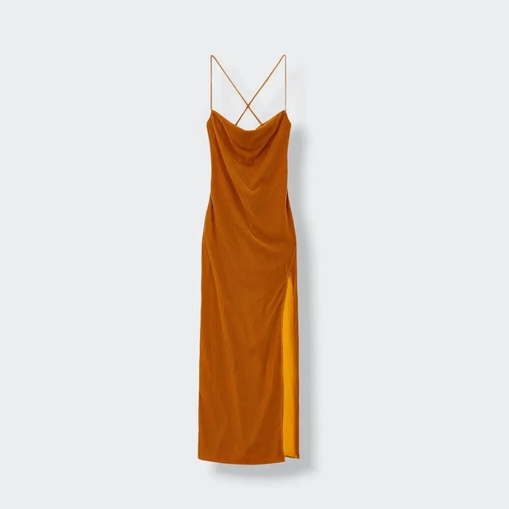 Staud Women's Velvet Bellamy Lace Up Dress Ocher